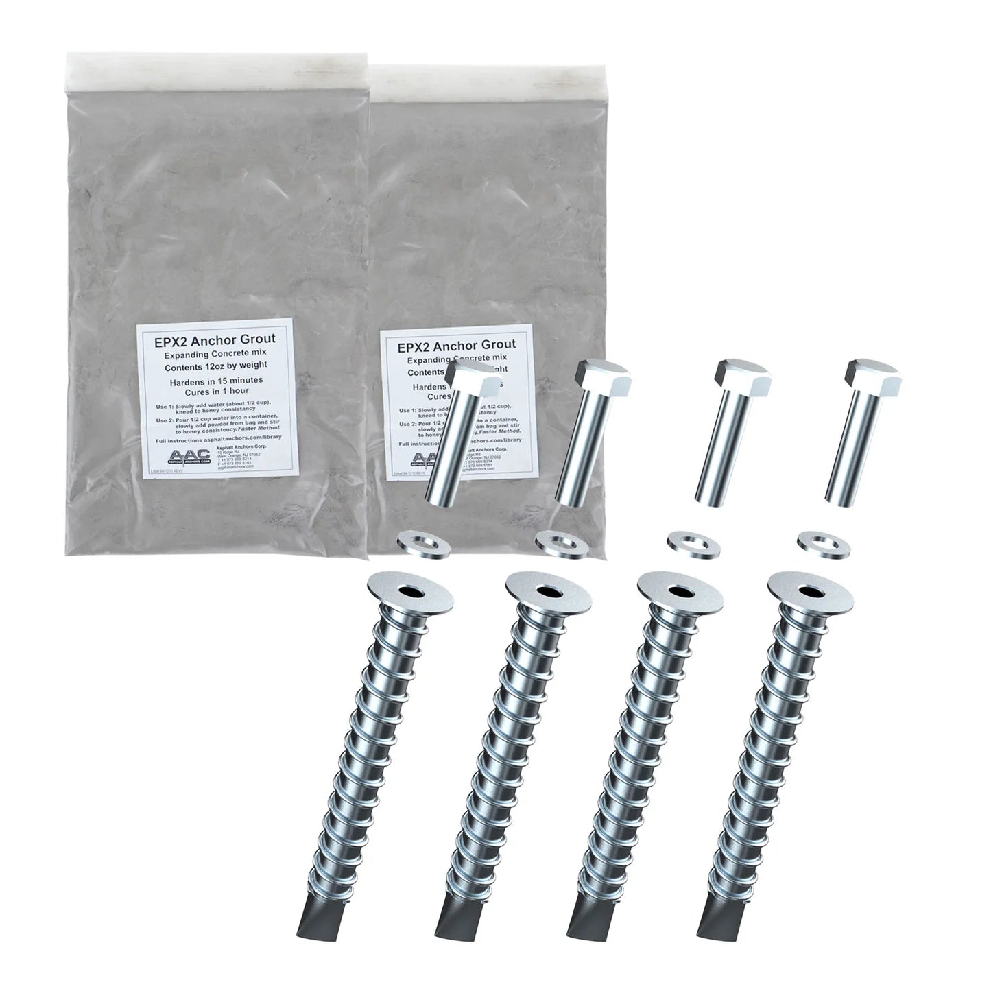 Asphalt Anchor Kit w/ SP10 Anchors & Grout - Zinc